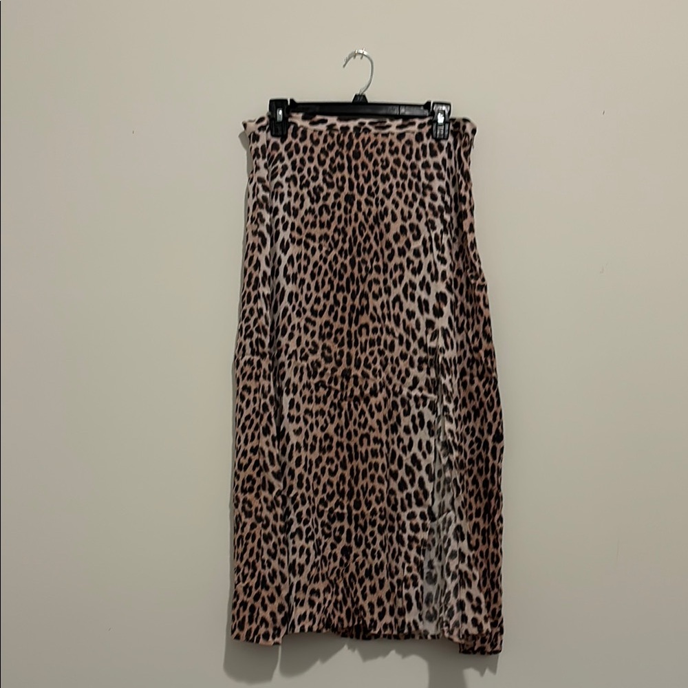 H&M Animal Print Midi Skirt - Brown and Black